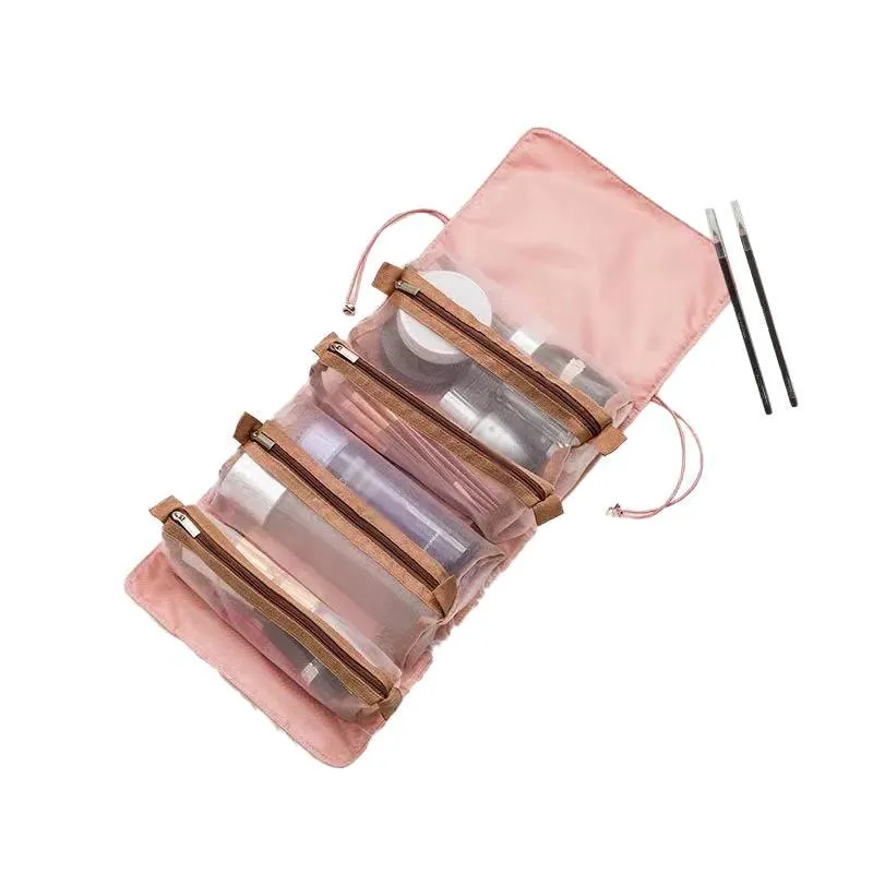 Cosmetic Bag Drawstring Makeup Case Storage Roll Bag Portable Carry Box Travel