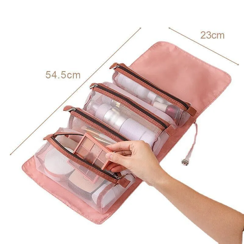 Cosmetic Bag Drawstring Makeup Case Storage Roll Bag Portable Carry Box Travel