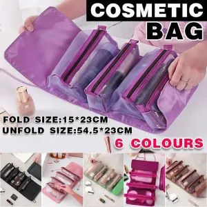 Cosmetic Bag Drawstring Makeup Case Storage Roll Bag Portable Carry Box Travel