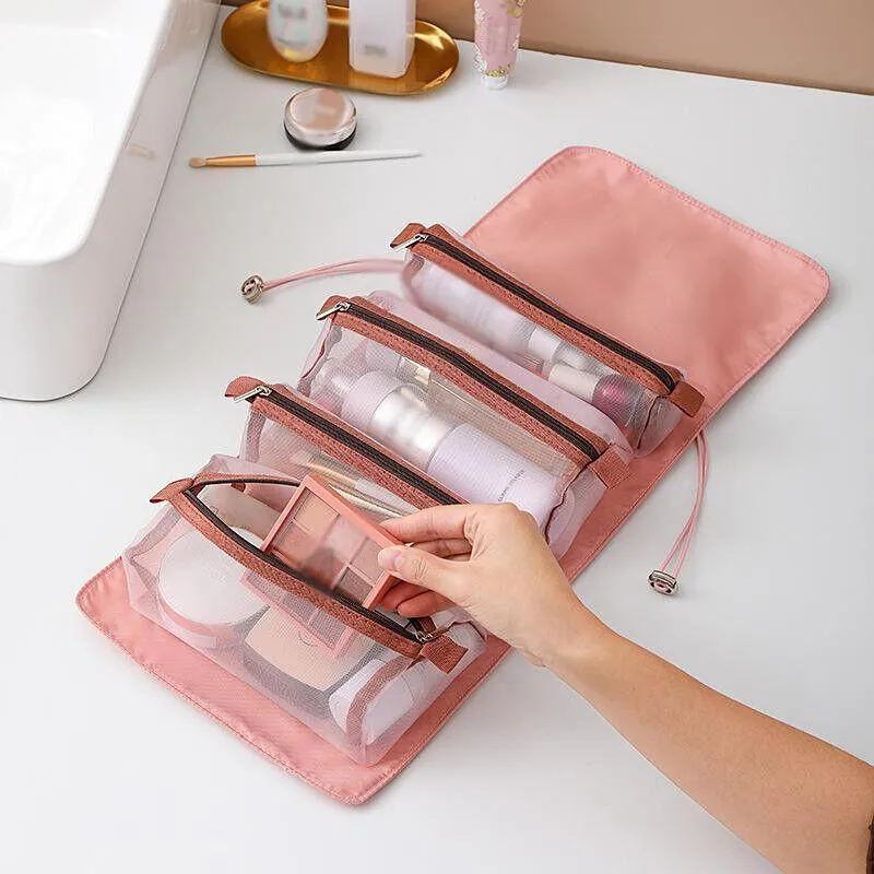 Cosmetic Bag Drawstring Makeup Case Storage Roll Bag Portable Carry Box Travel