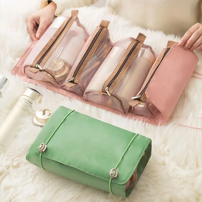 Cosmetic Bag Drawstring Makeup Case Storage Roll Bag Portable Carry Box Travel