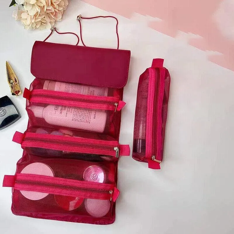 Cosmetic Bag Drawstring Makeup Case Storage Roll Bag Portable Carry Box Travel