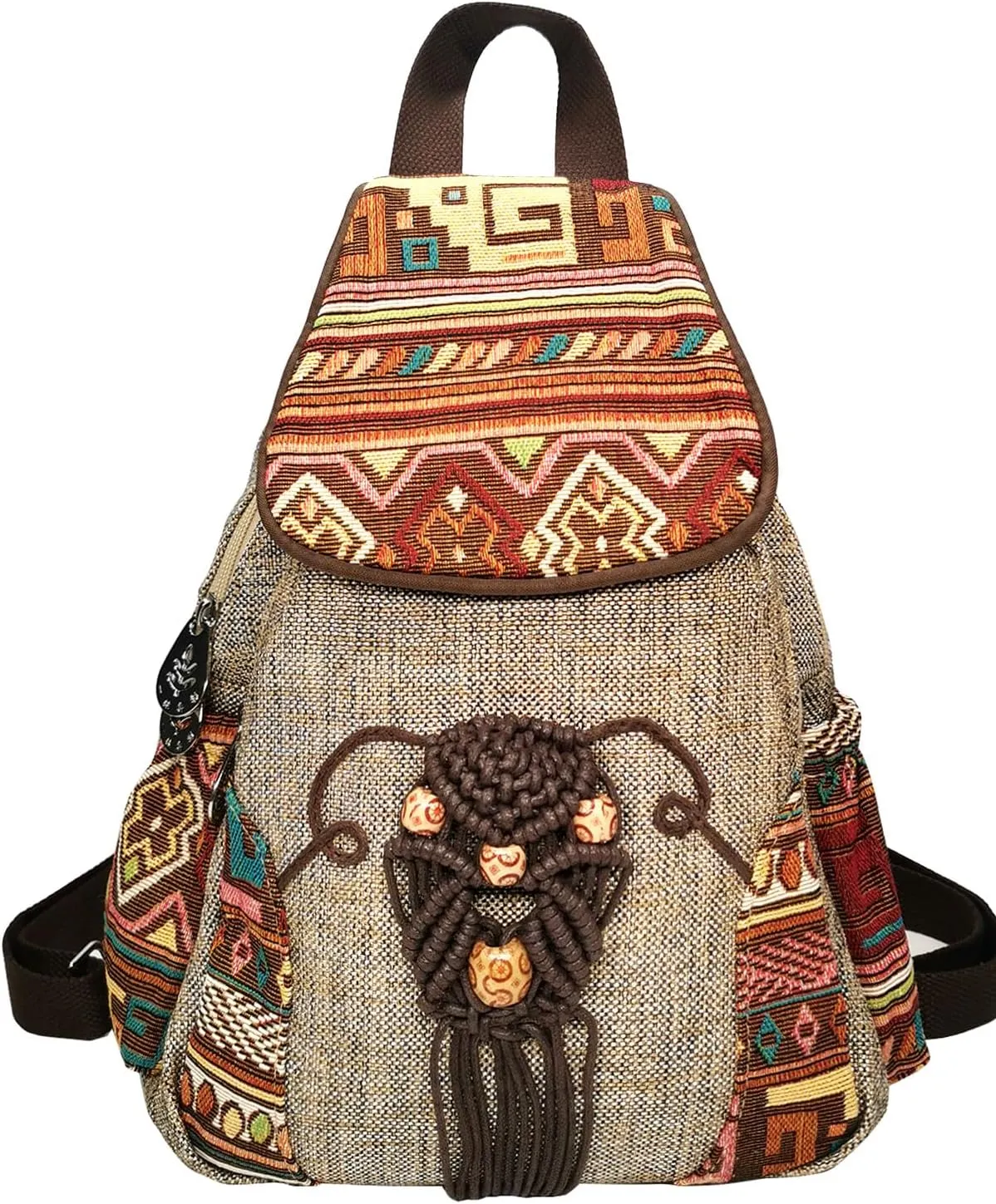 Cotton Small Backpack Purse Fashion Hand Knitting Mini Casual Chest Bag for Women(floral2)