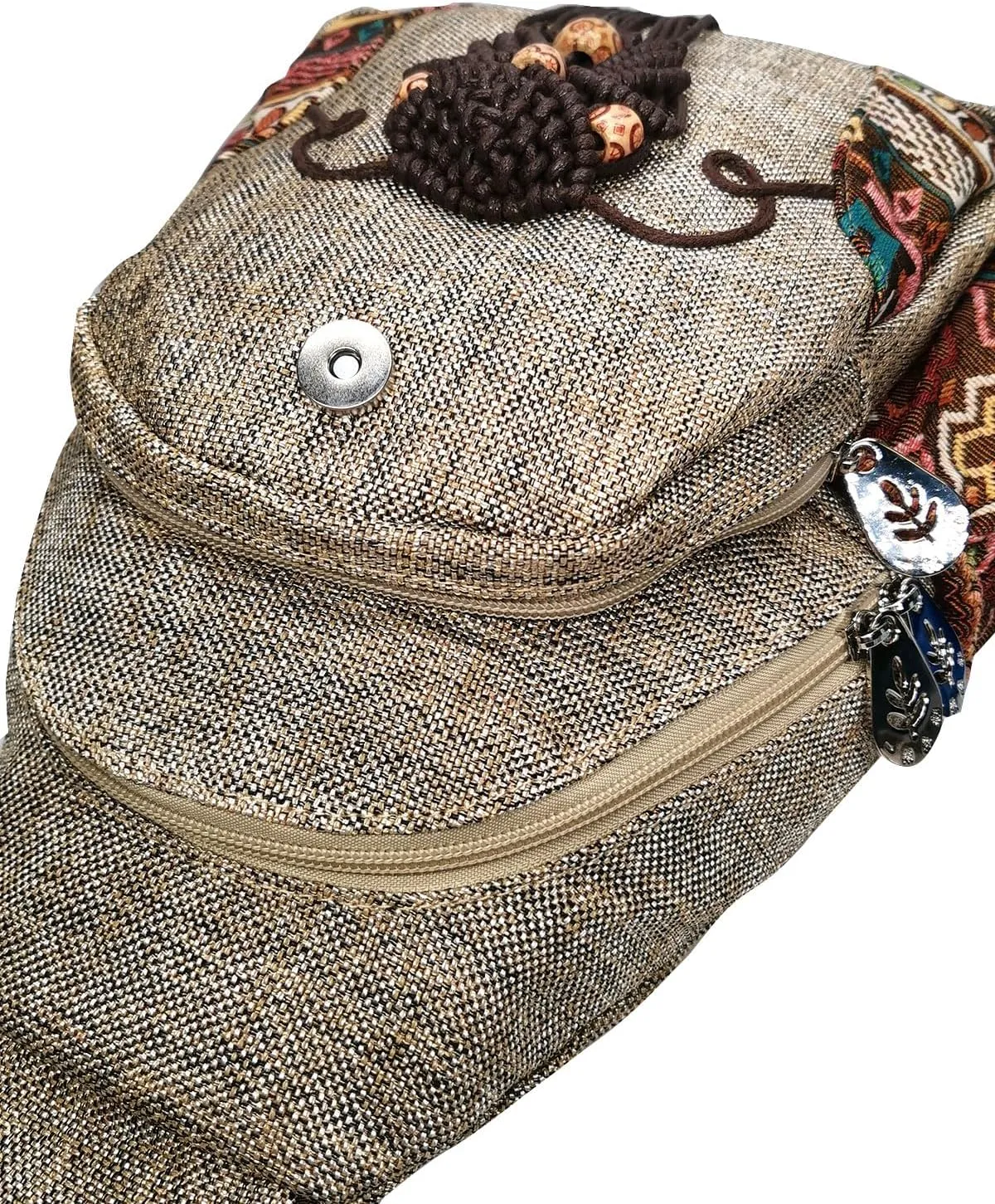 Cotton Small Backpack Purse Fashion Hand Knitting Mini Casual Chest Bag for Women(floral2)