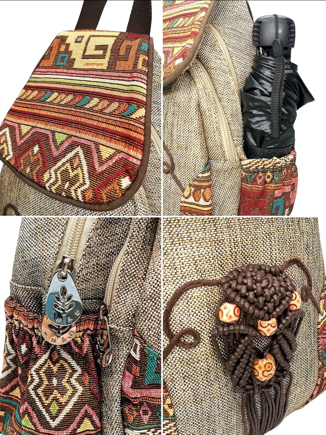 Cotton Small Backpack Purse Fashion Hand Knitting Mini Casual Chest Bag for Women(floral2)