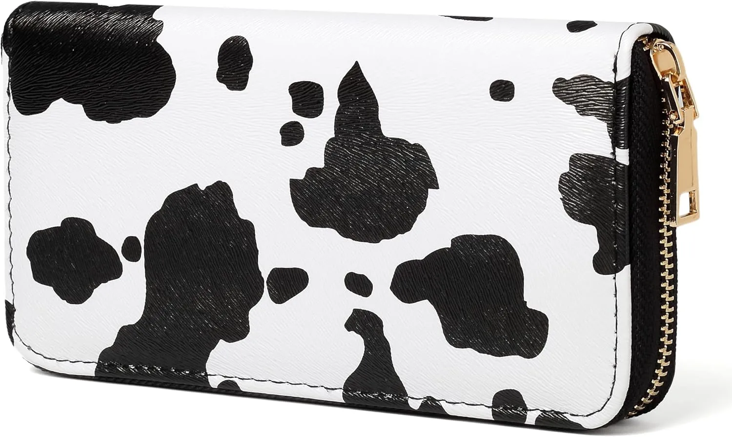Cow Print Wallet Western Highland Cow Stuff Gifts for Women Cowhide Ladies Slim Purse Credit Card Holder (Black Cow)