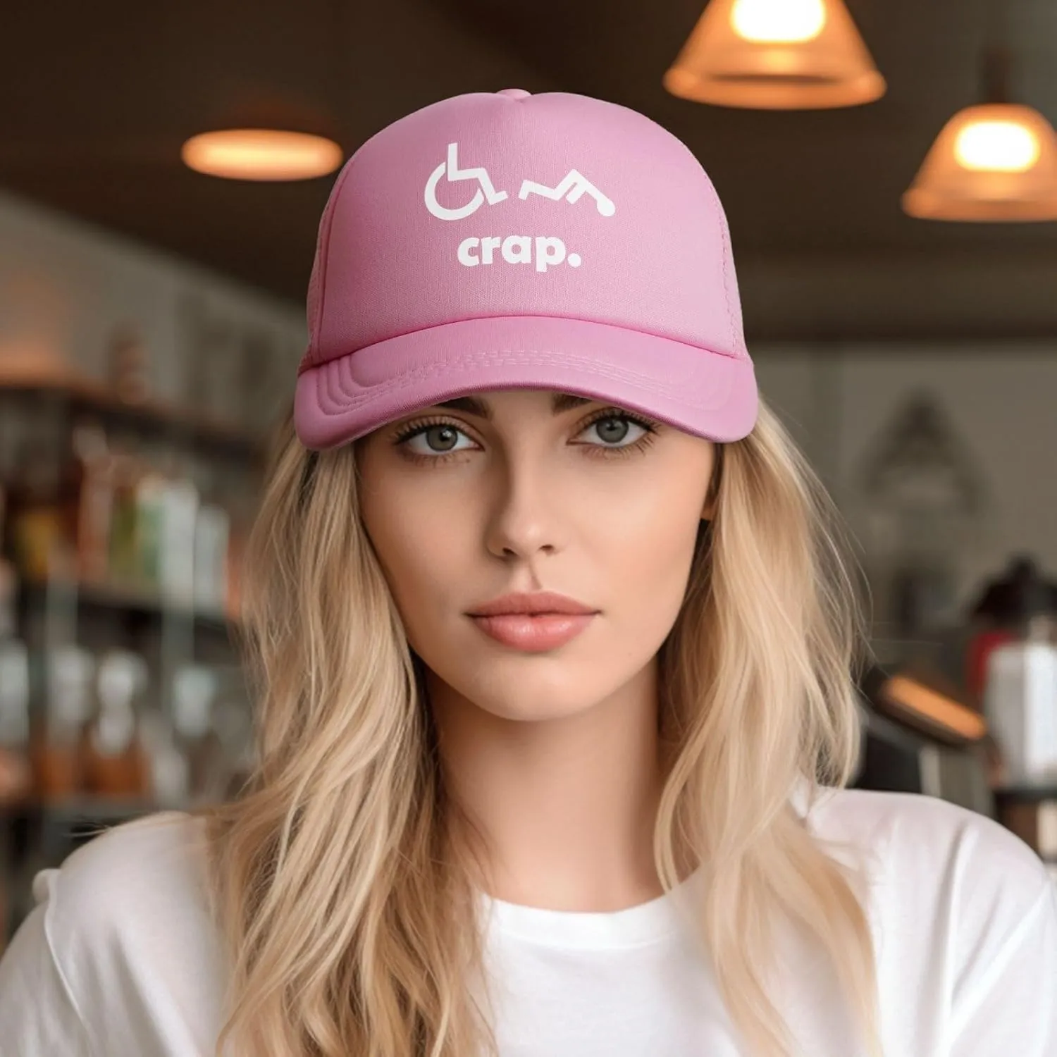 Crap Handicap Funny Wheelchair Mesh Back Trucker Cap Adult Mesh Baseball Cap