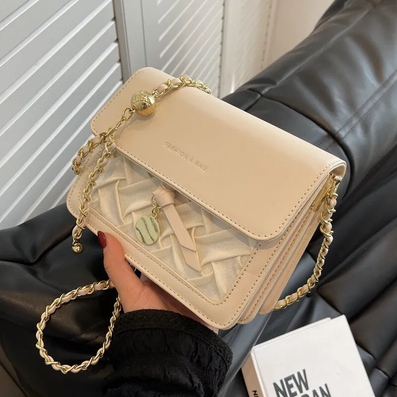 creamtopmall Minimalist Vegan Leather Crossbody Bag, Design Luxury Shoulder Handbag, Elegant Evening Clutch Bag for Women, Retro Square Messenger Bag