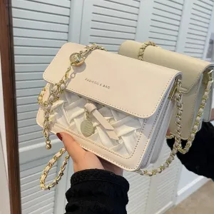 creamtopmall Minimalist Vegan Leather Crossbody Bag, Design Luxury Shoulder Handbag, Elegant Evening Clutch Bag for Women, Retro Square Messenger Bag