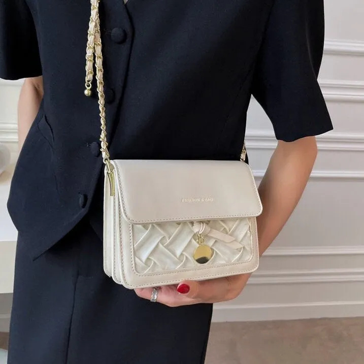 creamtopmall Minimalist Vegan Leather Crossbody Bag, Design Luxury Shoulder Handbag, Elegant Evening Clutch Bag for Women, Retro Square Messenger Bag