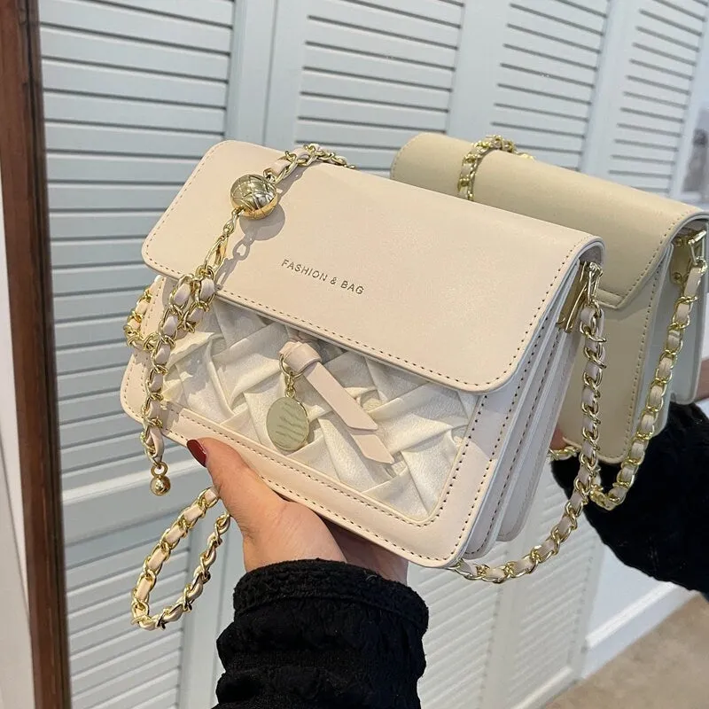 creamtopmall Minimalist Vegan Leather Crossbody Bag, Design Luxury Shoulder Handbag, Elegant Evening Clutch Bag for Women, Retro Square Messenger Bag