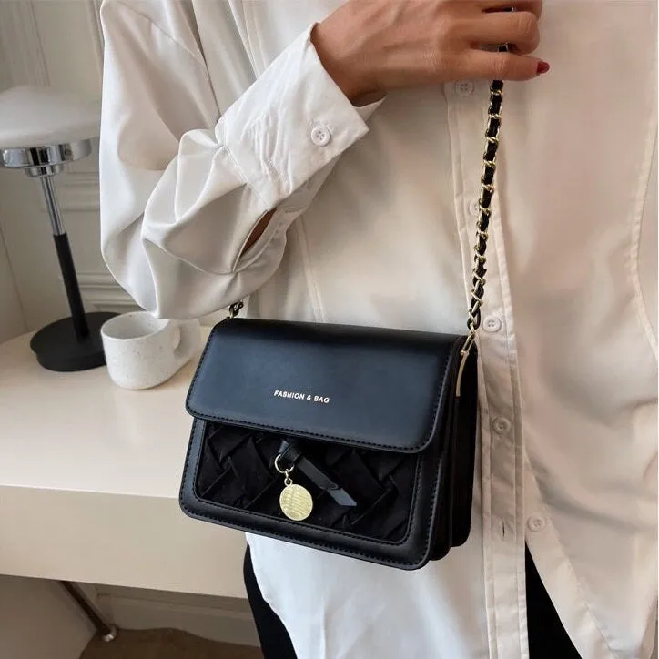 creamtopmall Minimalist Vegan Leather Crossbody Bag, Design Luxury Shoulder Handbag, Elegant Evening Clutch Bag for Women, Retro Square Messenger Bag