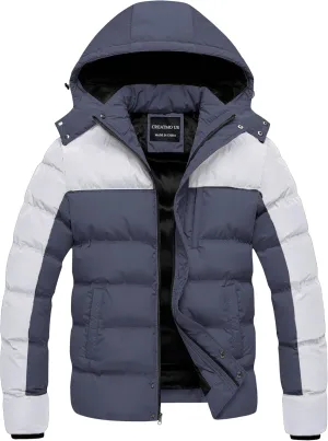 CREATMO US Men's Puffer Jacket Waterproof Winter Parka jacket Warm Thicken Ski Coat