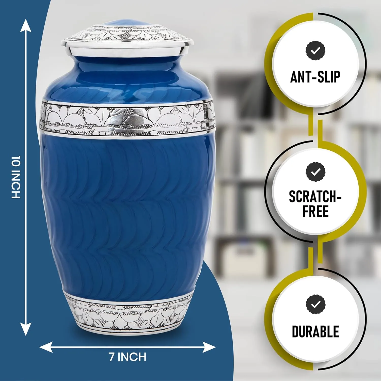 Cremation Urn for Human Ashes by Forever Lane Adult Urn Large with Beautiful Velvet Bag (Large Urn)
