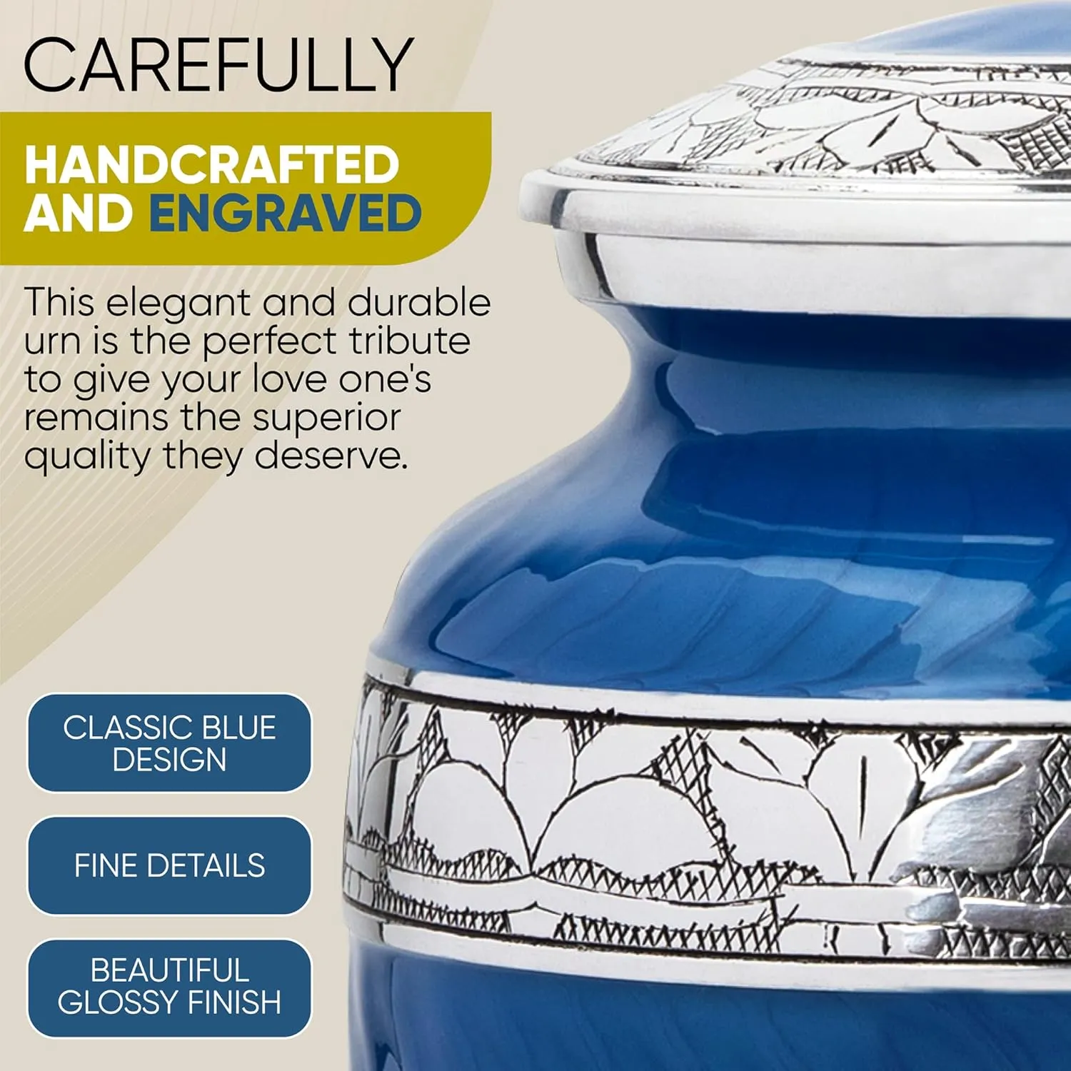 Cremation Urn for Human Ashes by Forever Lane Adult Urn Large with Beautiful Velvet Bag (Large Urn)