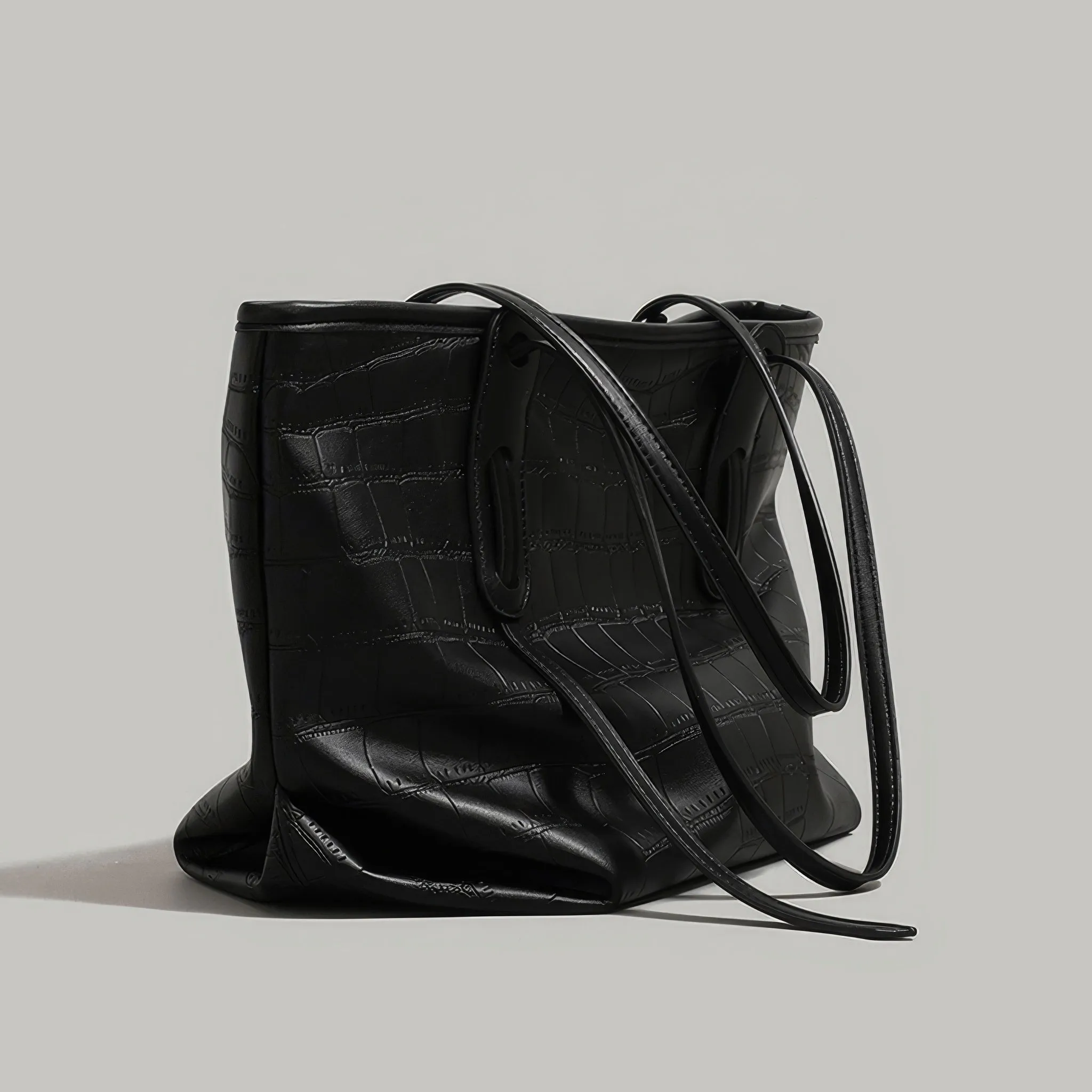 Croc-Embossed Faux Leather Structured Tote