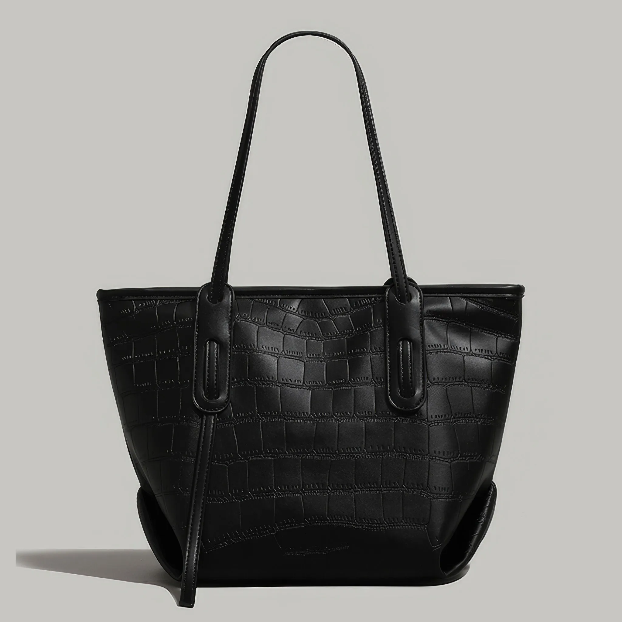 Croc-Embossed Faux Leather Structured Tote