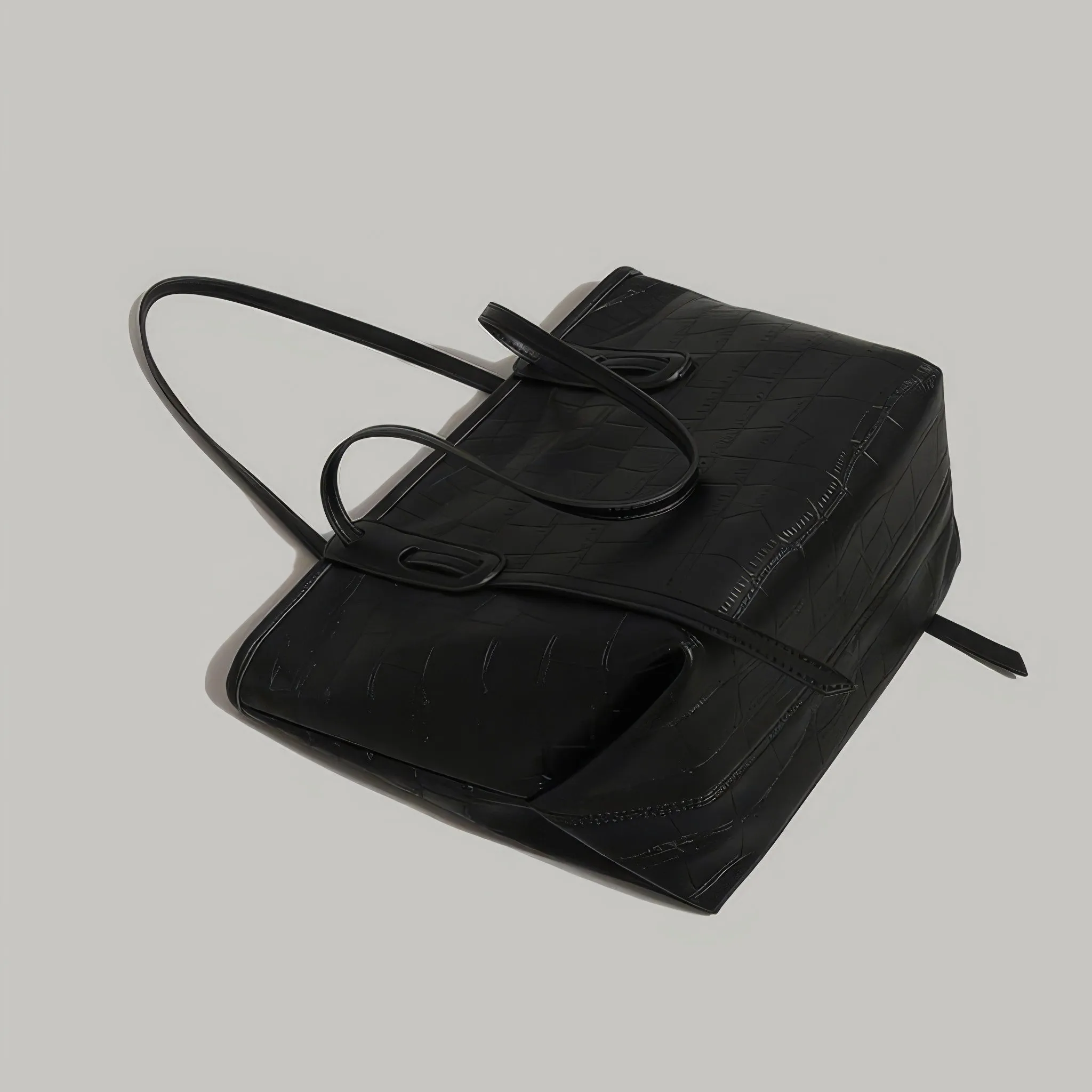 Croc-Embossed Faux Leather Structured Tote