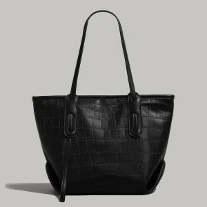 Croc-Embossed Faux Leather Structured Tote