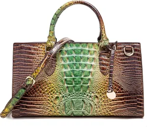 Crocodile Pattern Gradient Top Handle Satchel Large Capacity Tote Bag