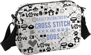 Cross Stitch & Dogs Lover Gift Cross Stitch Project Bag Easily Distracted By Cross Stitch & Dogs Crossbody Bag