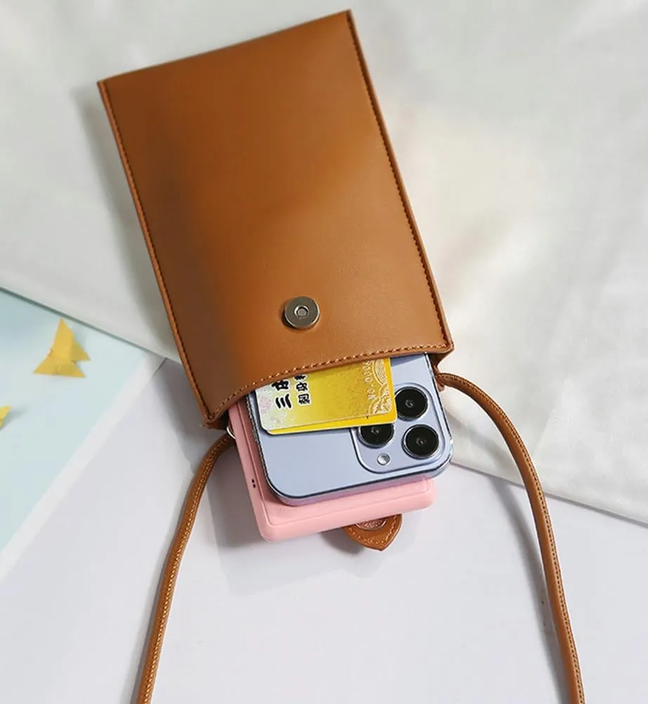 Crossbody Bags for Women PU Leather Phone Bag 2 Pcs Small Size Purse Sling Shoulder for Travel Shopping
