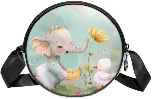 Crossbody Bags for Women,Crossbody Bag Men,Small Sling Bag,Flower Bush Rabbit and Elephant,Crossbody Purse