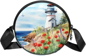 Crossbody Bags for Women,Crossbody Bag Men,Small Sling Bag,Flower Bush Summer Lighthouse,Crossbody Purse