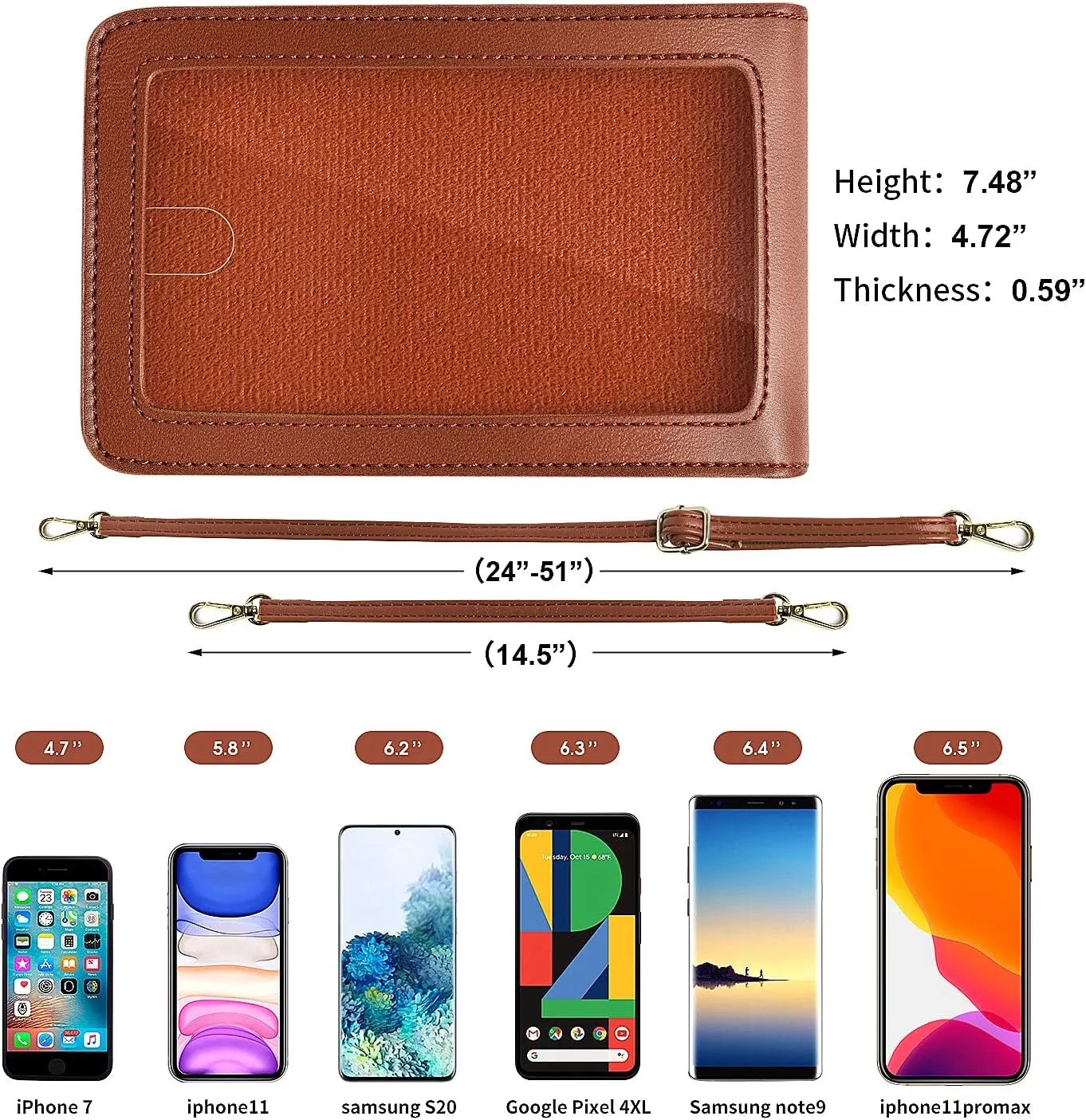 Crossbody Cellphone Purse Women Touch Screen Bag RFID Blocking Wallet Handbag Shoulder Strap