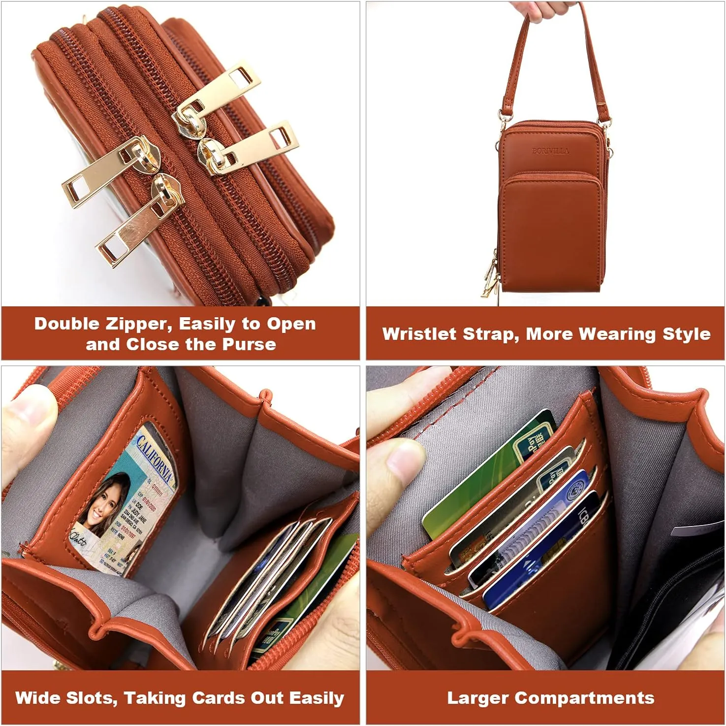 Crossbody Cellphone Purse Women Touch Screen Bag RFID Blocking Wallet Handbag Shoulder Strap