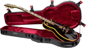 Crossrock ABS Les Paul Guitar Flight Case for Epiphone & Firefly | Black Matte Finish, Burgundy Velvet Interior, TSA Lock – Premium Molded Hardshell