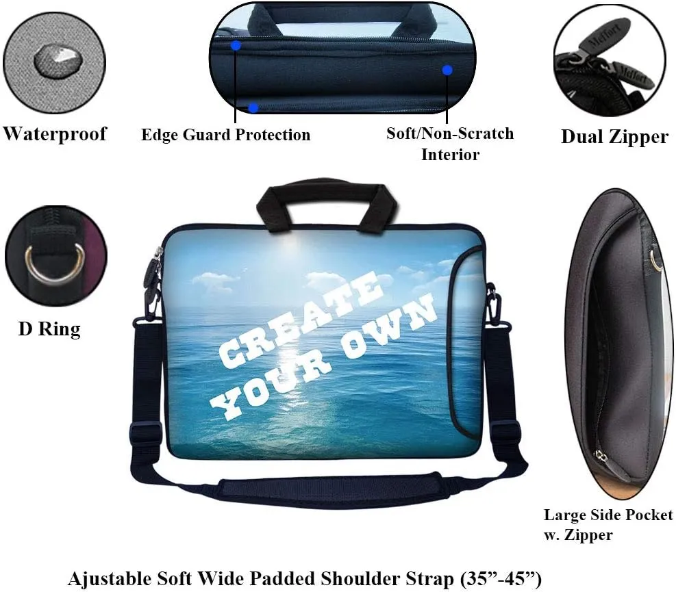 Custom Laptop Bag with Side Pocket - Water Resistant & Shoulder Strap, Personalized With Your Artwork (10 Inch,Custom Picture)