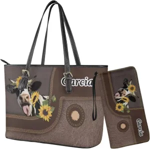 Customized Women Handbags Wallet Sets Leather Shoulder Bags Top Handle Satchel Tote Bag with Matching Wallet