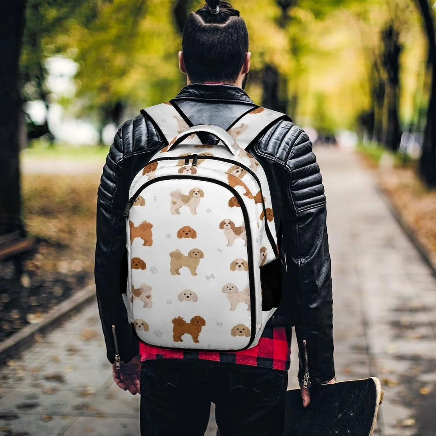Cute Cavachon Pattern Large Travel Backpack Cartoon Dogs Bags Daypack Laptop Work Computer Hiking Back Packs with Multiple Pockets
