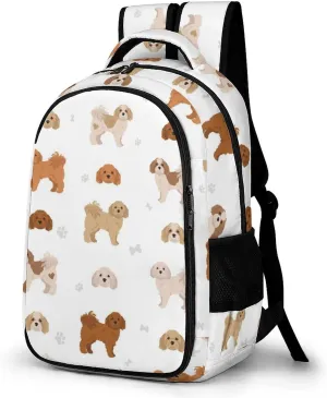 Cute Cavachon Pattern Large Travel Backpack Cartoon Dogs Bags Daypack Laptop Work Computer Hiking Back Packs with Multiple Pockets