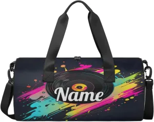 Cute Dance Bag Sport Duffel Gymnastics Sport Bags Custom Ballet Bag Overnight Weekender Bag Waterproof Pattern, Concert Music Album Printed