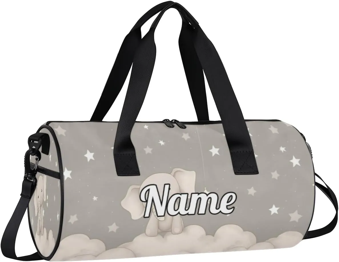Cute Dance Bag Sport Duffel Gymnastics Sport Bags Custom Ballet Bag Overnight Weekender Bag Waterproof Pattern, Elephant Printing
