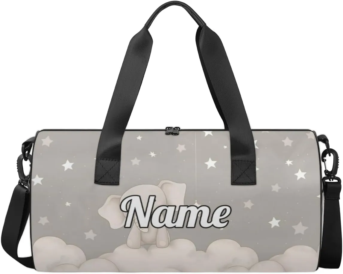 Cute Dance Bag Sport Duffel Gymnastics Sport Bags Custom Ballet Bag Overnight Weekender Bag Waterproof Pattern, Elephant Printing