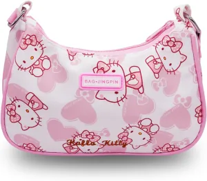 Cute Kitty Friends Shoulder Bags for Women, PU Tote Handbag with Zipper Closure Mini Clutch Shoulder Purse, Underarm Wallet