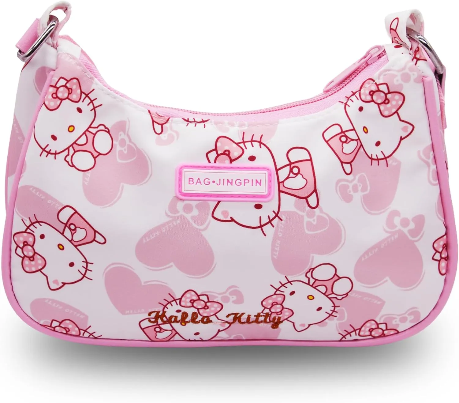 Cute Kitty Friends Shoulder Bags for Women, PU Tote Handbag with Zipper Closure Mini Clutch Shoulder Purse, Underarm Wallet