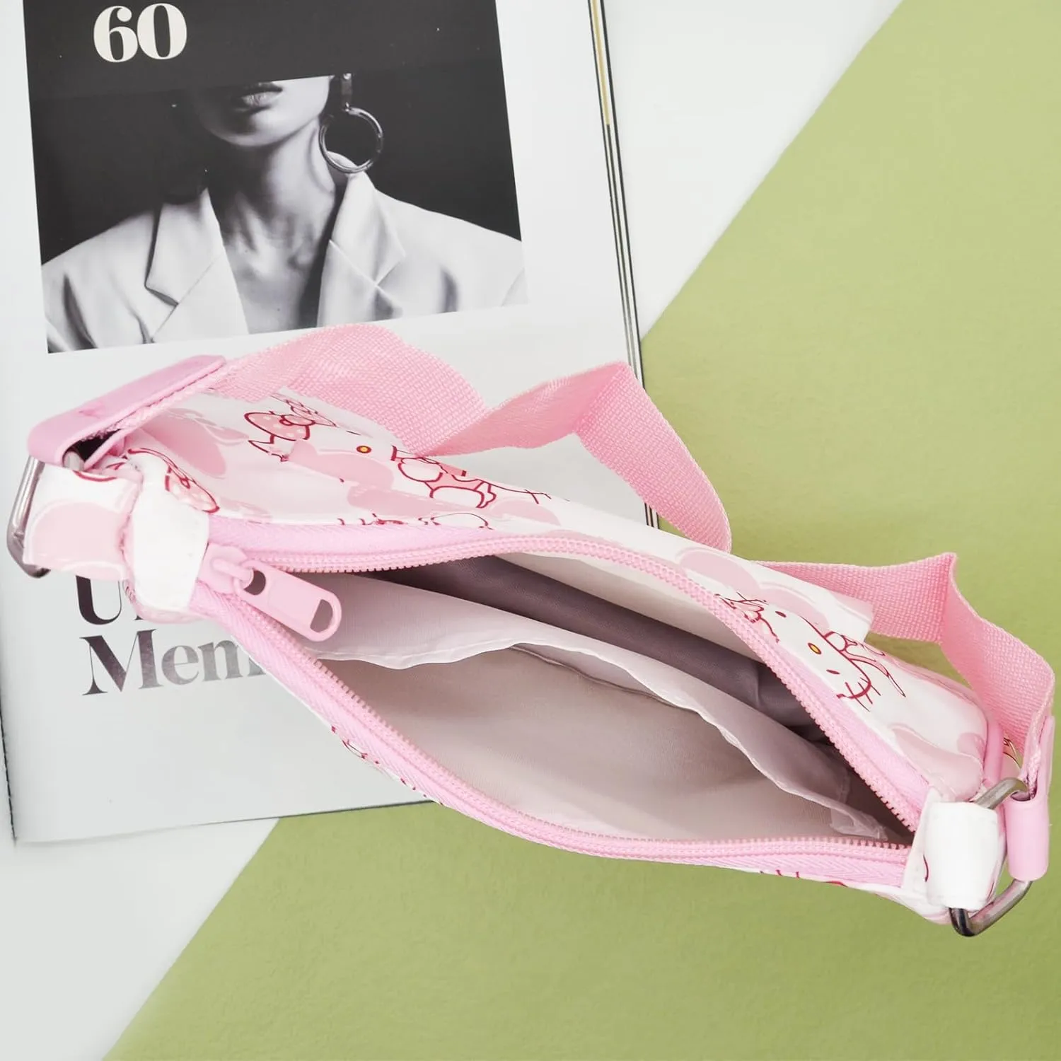 Cute Kitty Friends Shoulder Bags for Women, PU Tote Handbag with Zipper Closure Mini Clutch Shoulder Purse, Underarm Wallet