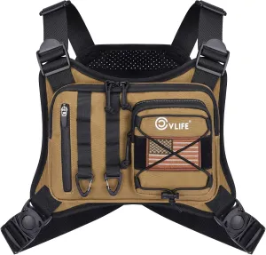 CVLIFE Outdoor Chest Bag for Men, Sports Chest Pack for Running, Lightweight EDC Bag with Extra Storage