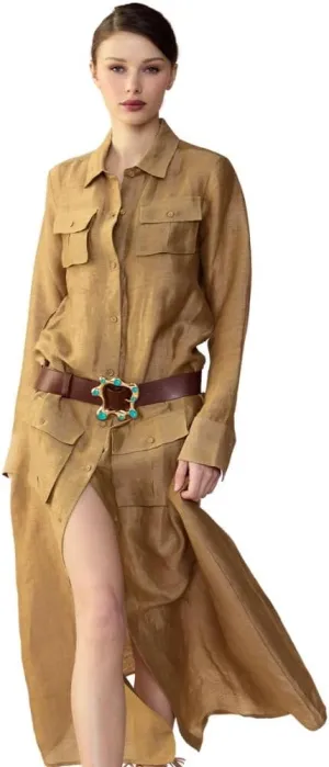 Cynthia Rowley Lagos Silk Linen Shirt Dress