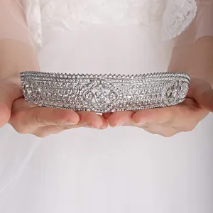 Dainty Silver Crystal Rhinestones Bridal Wedding Crowns Tiaras Headband Heapiece for Girl and Women Birthday Party Wedding Prom Valentine Halloween Hair Jewelry Wedding Hair Accessories for Women