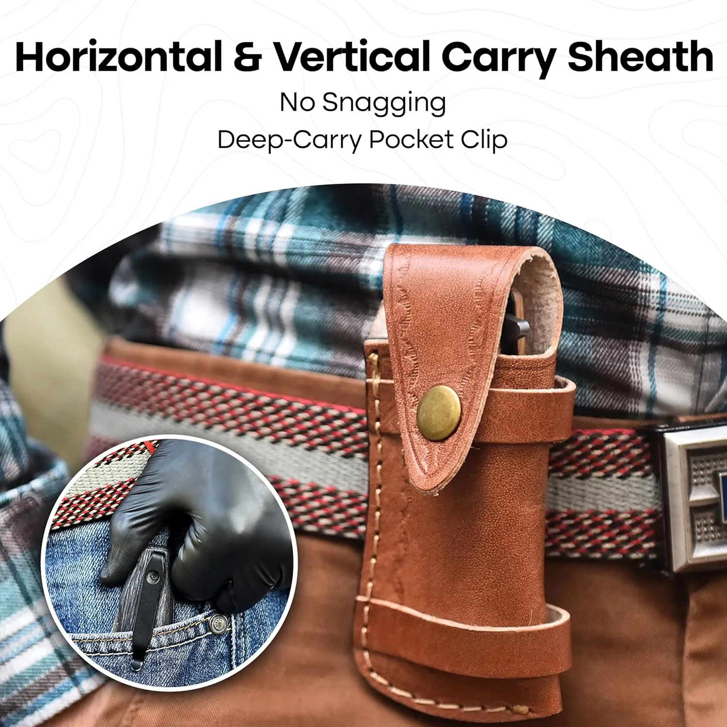 Damascus Pocket Knife with Clip, Damascus Steel Folding Knives for Men Women - EDC Knife with Sheath for Camping, Hiking,