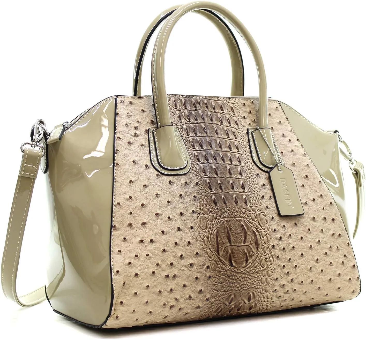 Dasein Pattern Faux Leather Satchel bag Women Shoulder bag with Removable Strap