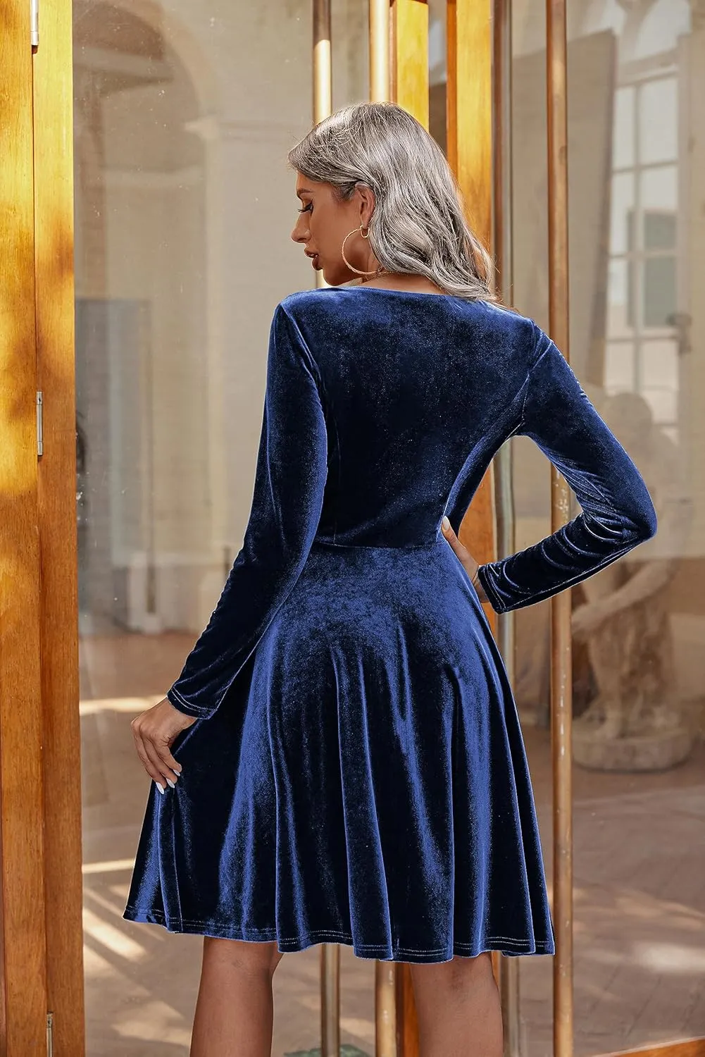 (DE Only) Zeagoo Women's Velvet Dress Elegant Evening Dress