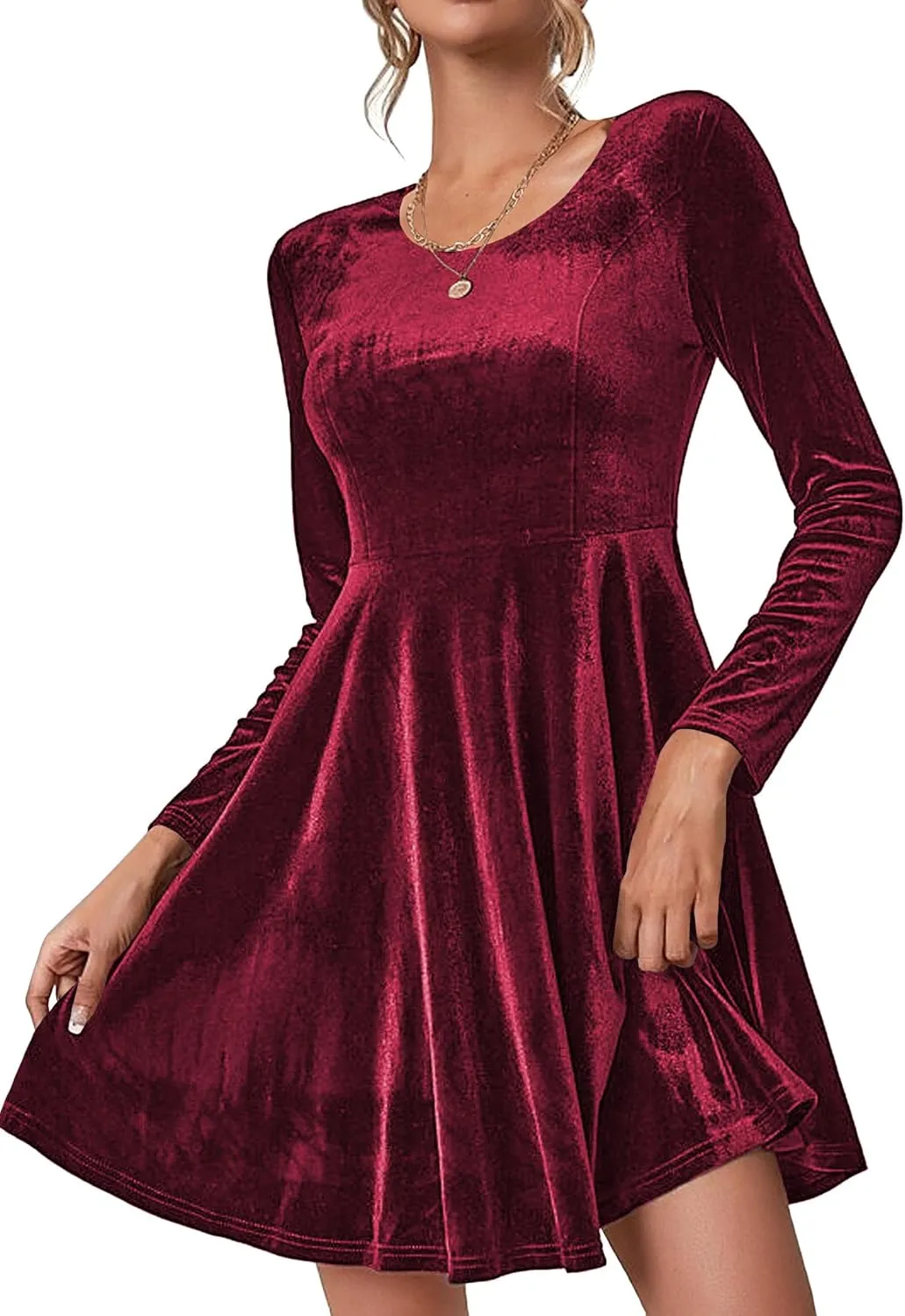 (DE Only) Zeagoo Women's Velvet Dress Elegant Evening Dress