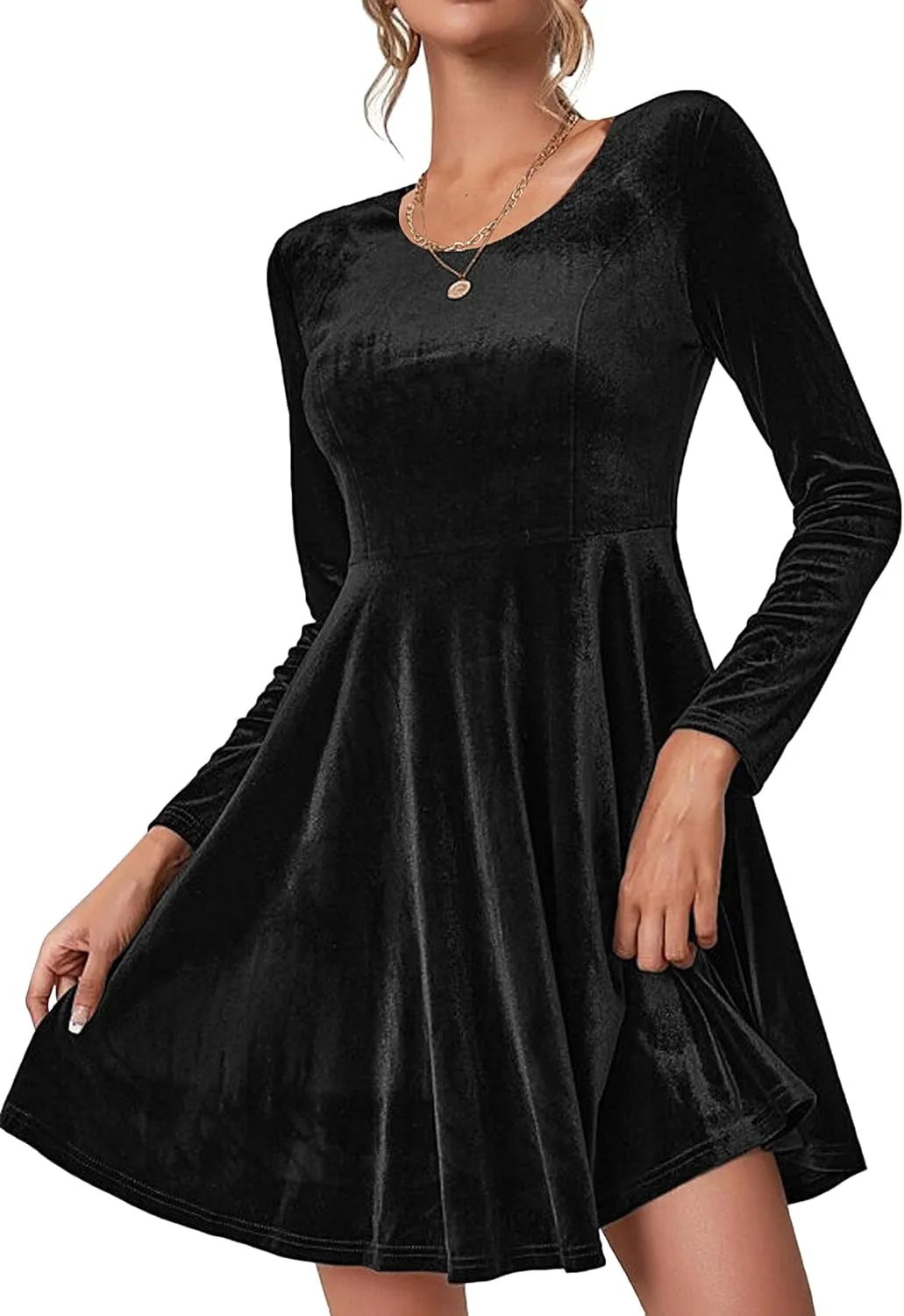 (DE Only) Zeagoo Women's Velvet Dress Elegant Evening Dress