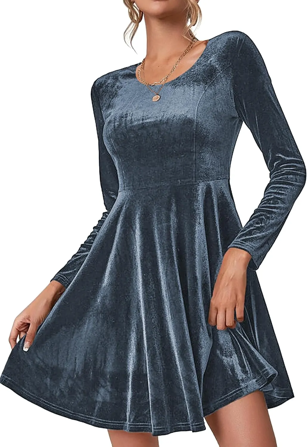 (DE Only) Zeagoo Women's Velvet Dress Elegant Evening Dress